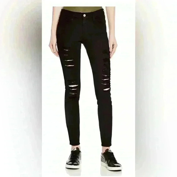 🆕FRAME Denim Le Color Ripped in Film Noir. Le Skinny de Jeanne. NWT - Picture 3 of 13